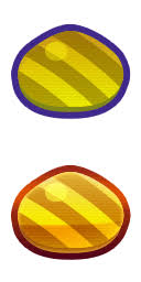 an image of the clams used in clam blitz. One is regular, another is gold.