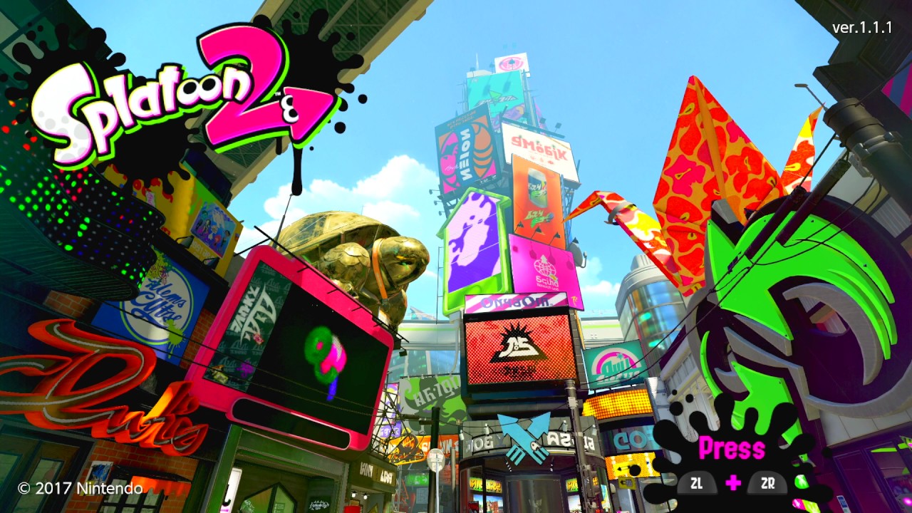 the opening screen for the second Splatoon game, before finishing the story mode